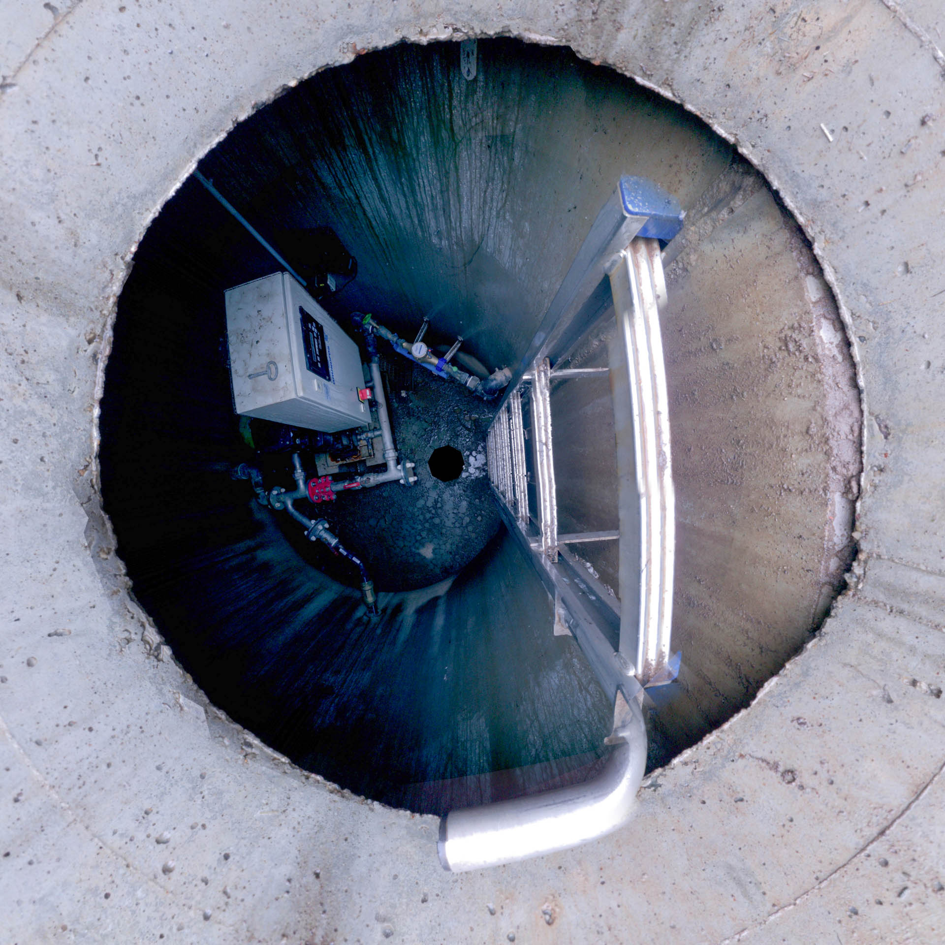 PWC Lorkberg TW-Versorgungsschacht, 360°-Bild aus dem Scanner